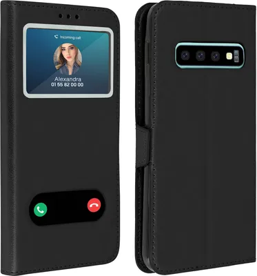 Obrázok produktu pre Avizar, Samsung Galaxy S10 Flip Cover s dvojitým oknom a funkciou stojana, čierny