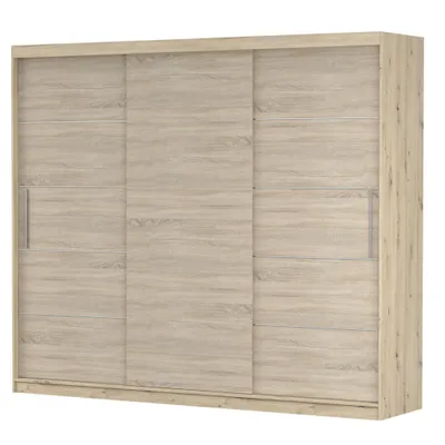 Produktbild von Schwebetürenschrank Alba 250 cm Artisan/Sonoma, ohne Spiegel und LED.
