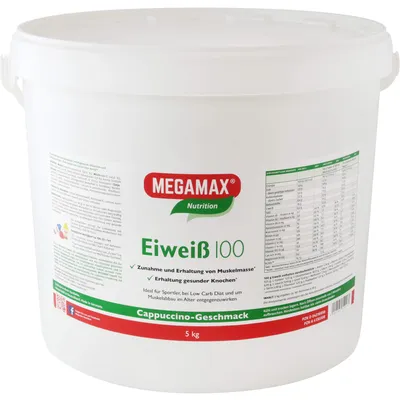 Produktbild von MEGAMAX Nutrition Eiweiß 100 Pulver Cappuccino-Geschmack, 5000 g Pulver