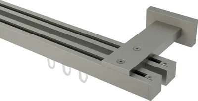 Produktbild von Interdeco Innenlaufstange / Gardinenstange mit Innenlauf Satin-Silber, Typ Quadline Sono (Kappe), 20 x 20 mm 2-läufig, 160 cm