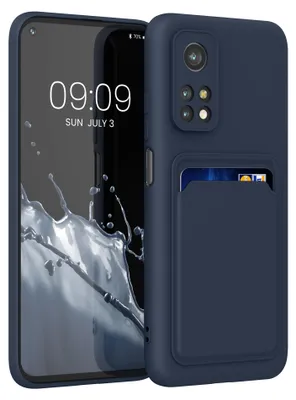 Produktbild von kwmobile Handyhülle für Xiaomi Mi 10T / Mi 10T Pro Hülle mit Kartenfach - TPU Case - Kabelloses Laden - Schutzhülle Cover in Dunkelblau