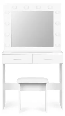 Obrázek produktu pro ModernHome CHDT03 Toaletní stolek se zrcadlem, 80 x 40 x 140 cm, 12 LED, bílý