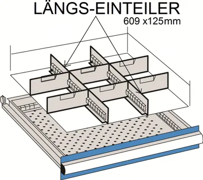 Produktbild von Längs-Einteiler für 609 x 125mm