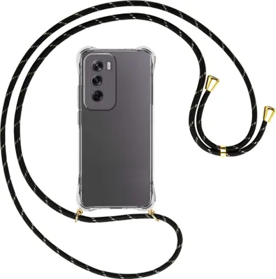 Produktbild von Handykette Backcover-Schutzhülle mit Band (Metall goldfarben) für OPPO Reno 12 5G - schwarz/gold