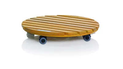 Produktbild von LECHUZA-Rolluntersetzer Natural Wood 40 round Eukalyptusholz | Ø 40 x 7 cm | 16783