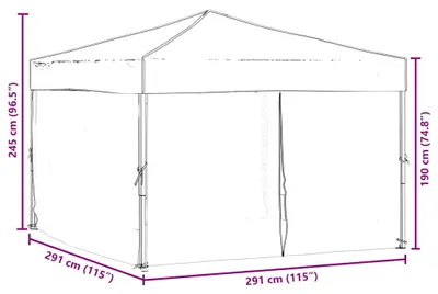 Productafbeelding van vidaXL Partytent, inklapbaar met zijwanden, wit, 3x3 meter