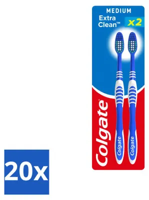 Imagen del producto de 20 cepillos de dientes Colgate Extra Clean - Tamaño medio - Paquete económico - 20 unidades