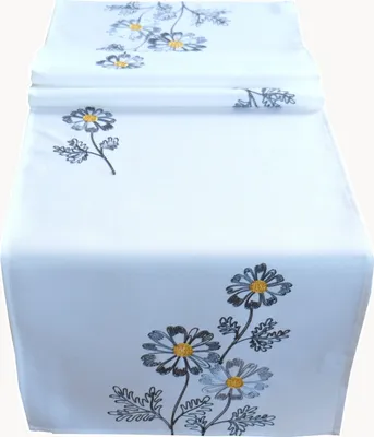 Image de Linge de table avec broderie à manivelle Fleurs 40 x 140 cm