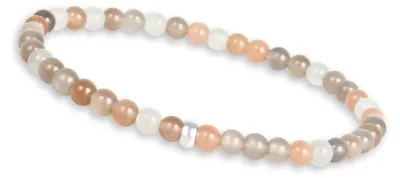 Produktbild von GD GOOD.designs Mondstein Perlenarmband Damen mit 4 mm Naturstein Perlen | 925 Silber Perle | Edelstein Armband | Kugelarmband