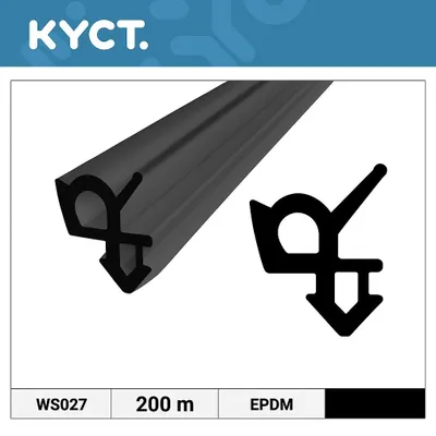 Obrázok produktu pre Tesnenie na okná a dvere, čierne PVC, gumové tesnenie na okná a dvere, tesniaci profil WS027, 200 m
