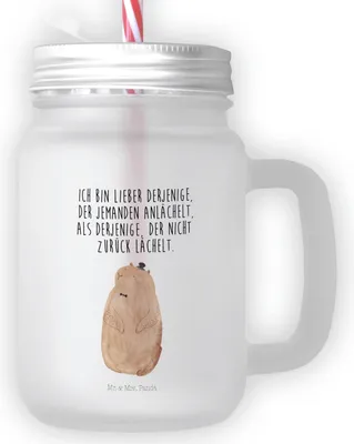 Produktbild von Mr. & Mrs. Panda Glas Murmeltier - Transparent - Geschenk, mit deckel, Mason Jar, Fröhlichkeit, Cocktailglas, Knigge, Lustige Sprüche, Freundlichkeit, Anstand, Respekt