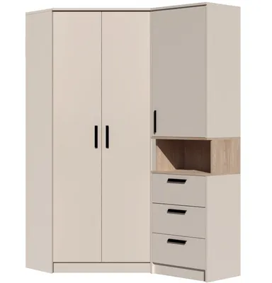 Produktbild von Design Möbel - Kleiderschrank GUSTAVO Eckschrank – Begehbarer Schrank für Schlafzimmer & Kinderzimmer – Holz, Regale
