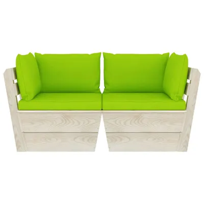 Image de vidaXL Canapé de jardin en palettes 2 places avec coussins épicéa