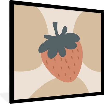 Produktbild von MuchoWow® Gerahmtes Poster Obst - Pastell - Erdbeere - Sommer 40x40 cm - Poster mit Schwarzem Bilderrahmen Wandposter Rahmen Foto Bilder - Mit Rahmen - Wanddekoration Schlafzimmer