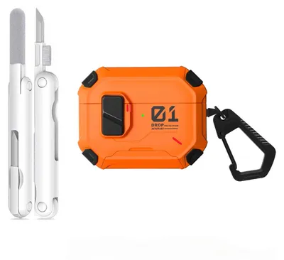 Obrázok produktu pre INF Magnetické PC púzdro odolné proti pádom s 360° stojanom — kompatibilné s AirPods Pro 3 Oranžová