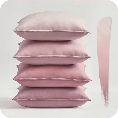 Produktbild von Topfinel Kissenbezug Samt 40x40cm Rosa 4er Set Sofakissenbezüge