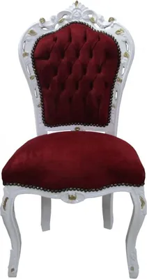 Produktbild von Casa Padrino Barock Esszimmer Stuhl Bordeaux/Weiss/Gold - Antik Möbel - Limited Edition