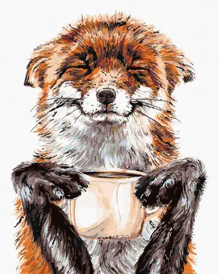 Image de Zuty - Peinture par numéros - RENARD ET CAFÉ (HOLLY SIMENTAL), 40 x 50 cm, sans cadre et sans toile tendue