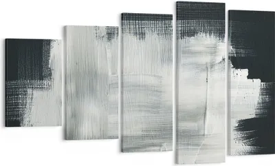 Produktbild von Bild auf Leinwand - Leinwandbild - 5 Teile - Abstraktion Schwarz Weiß - 100x60cm - Wand Bild - Wanddeko - Wandbilder - Leinwanddruck - Bilder - Wanddekoration - Leinwand bilder - EG100x60-4173