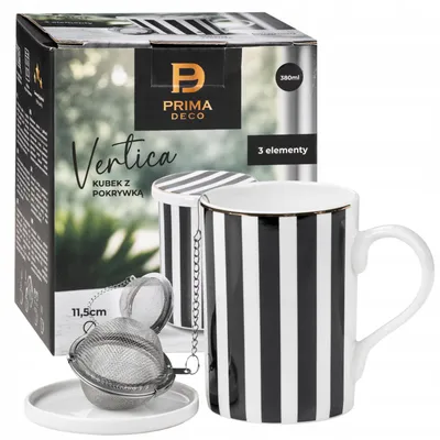 Zdjęcie produktu dla Kubek 380 Ml Porcelanowy Z Zaparzaczem Kawa Herbata Prima Deco