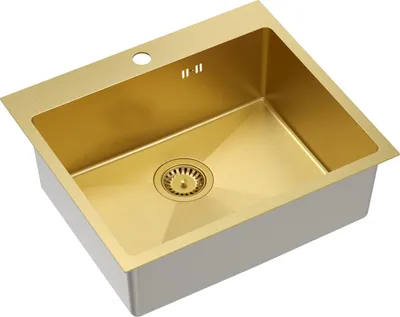 Produktbild von QUADRON Spülbecken 1-Becken Spüle | Größe: 55 x 48 x 20 cm | RUSSEL 110 | Küchenspüle Edelstahlspüle mit Siphon | Golden Pvd