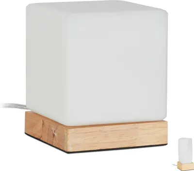 Zdjęcie produktu dla relaxdays 10027473_615 relaxdays Tischlampe braun, weiss