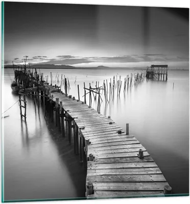 Produktbild von Bilder auf glas - Meer Brücke Landschaft Natur - 60x60cm - Glasbilder - Wandbilder - Kunstdruck - zum Aufhängen bereit - Wanddekoration aus Glas - Glas Bilder - Wandbild auf Glas - GAC60x60-3082