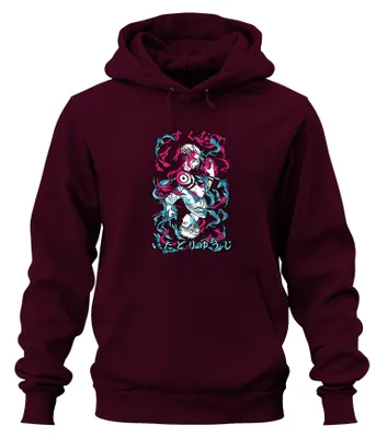 Immagine prodotto di Jujutsu Kaisen Itadori Yuji Sukuna anime estetica fiamme scure felpa con cappuccio unisex, Borgogna, M
