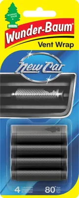 Produktbild von WUNDER-BAUM Vent Wrap Lufterfrischer fürs Lüftungsgitter | Bietet Langanhaltenden Duft | Unauffälliges Design | New Car Duft | 4 Stück