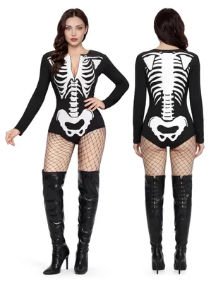 Immagine prodotto di Costume da scheletro da donna, tuta spaventosa, creazioni terrificanti