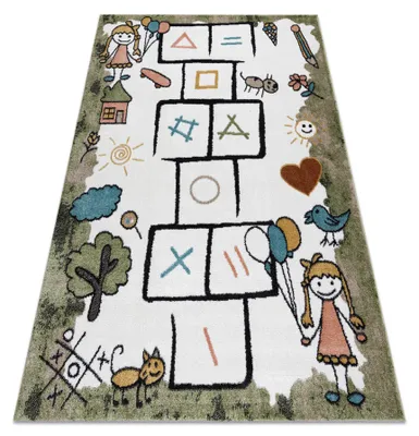 Image de Tapis FUN Hop pour enfants, la marelle, animaux vert vert 80x150 cm