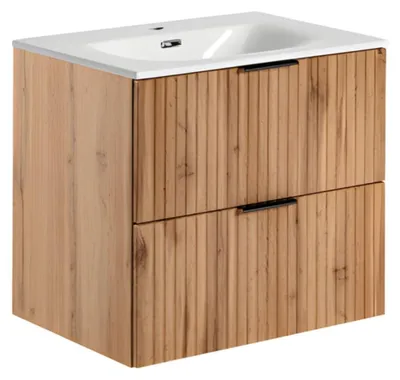 Produktbild von Badezimmer-Set NOXERA 60 cm – Wotan-Eiche – Einbauwaschbecken + Siphon