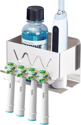 Produktbild von Elektrische Tandenborstelhalter aus Edelstahl - Organizer für Zahnbürsten, Ladestation und Zahnpasta