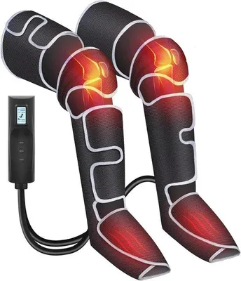 Productafbeelding van Beenmassageapparaat - Kuit en voet - Spierontspanning na inspanning - Verstelbare compressie en warmte - Max 48 cm kuit - Grijs
