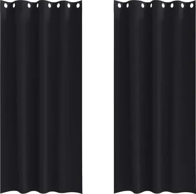 Immagine prodotto di vidaXL Tende oscuranti con anelli 2 pezzi Nero 245 x 140 cm