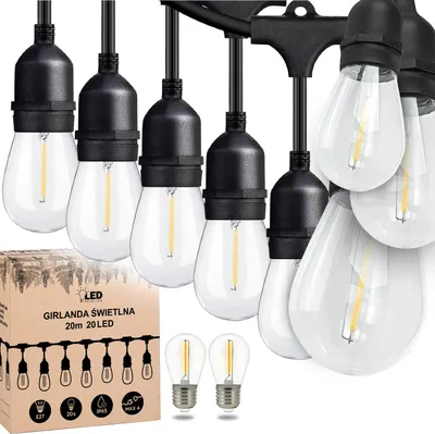 Immagine prodotto di Ghirlanda luminosa da giardino 20 m x 20 lampadine E27 IP65 per tutte le stagioni, impermeabile LED SOLUTION