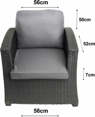 Immagine prodotto di 1 x cuscino da giardino per polirattan cuscino di seduta 56x52x7+56x50 cuscino di schienale cuscino da esterno per sedie da giardino cuscino da giardino su mobili in rattan grigio