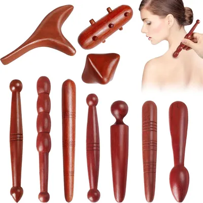 Productafbeelding van Massage van hout, 10 stuks triggerpunt massageapparaat voet, houten massagestaaf, acupressuurstift, massagestok, triggerpunt
