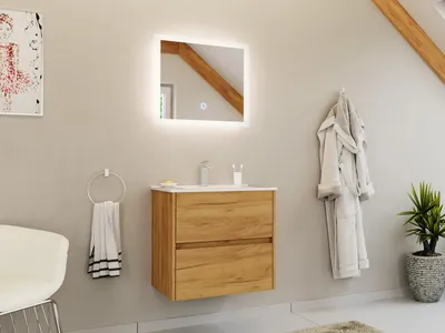 Produktbild von Badmöbelset 2-teilig "Limes 60" Waschplatz & LED Spiegel Eiche Gold