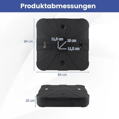 Obrázok produktu pre Podstavec na dáždnik z HDPE s kolieskami, 130 kg, plniteľný, čierny