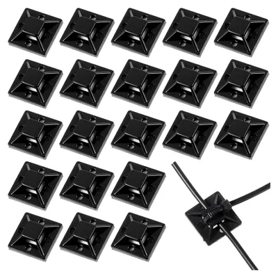 Produktbild von 100 Stück selbstklebende Klebesockel für Kabelbinder, 18 x 18 mm Kabelhalter für Kabelmanagement (Schwarz)