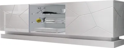 Produktbild von MIRJAN24 TV-Lowboard Qiu 200, Stilvoll TV-Schrank, Design, MDF-Platte (Weiß / Weiß Hochglanz, ohne Beleuchtung)