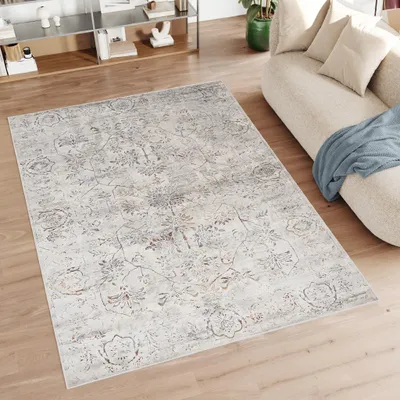 Produktbild von Teppich Wohnzimmer Schlafzimmer Kurzflor Modern Meliert Design Grau Creme  120 x 170 cm