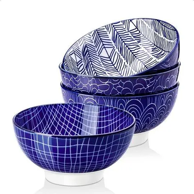 Produktbild von Keramische Schüsseln-Set von 4 für Nudeln, Salat, Dessert, mikrowellengeeignet