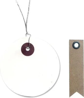 Produktbild von Weiße Etiketten mit Draht - rund Ø 5 cm + 20 Wimpel Kraft Etiketten