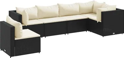 Obrázek produktu pro vidaXL 6dílná zahradní lounge souprava s polštáři Black Poly Rattan