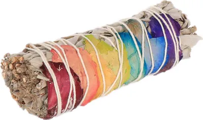 Produktbild von Weißer Salbei Räucherbündel Chakra Regenbogen, Räuchern & Reinigung