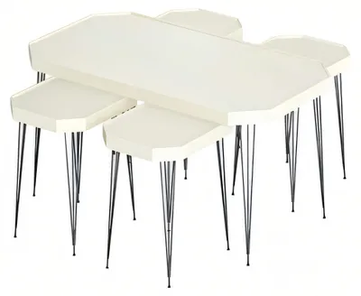 Image de Table basse en bois blanc avec tables d'appoint de style moderne