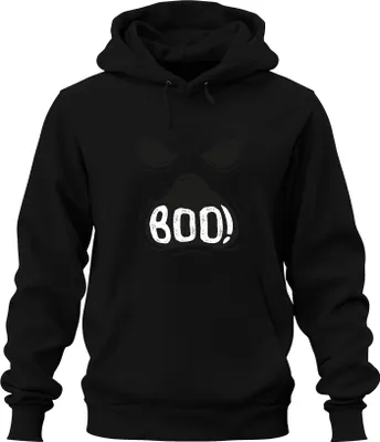 Produktbild von BOO! Halloween Gruselgesicht Geist Gespenst Spuk Retro Vintage Uni Hoodie Kapuzenpullover, Schwarz, S