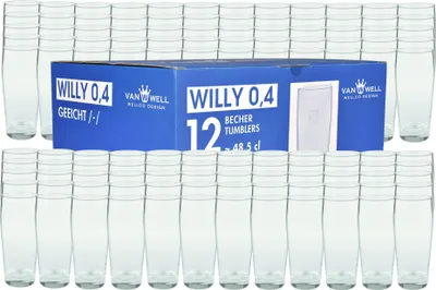 Zdjęcie produktu dla Zestaw 120 szklanek do piwa, szklanki "Willibecher" o pojemności 0,4 l, kalibrowane. Szklanki typu tumbler, idealne do gastronomii